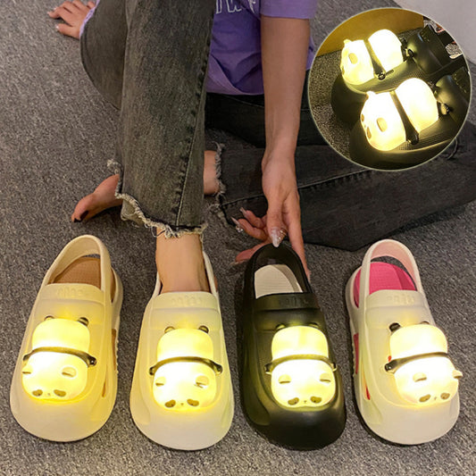 Cute Slipper With Panda Lamp Summer Sandales Femme Light Funny Woman Slippers Shoes Women