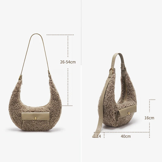 BAFELLI Minimalist Luxury Designer Wool Crescent Crossbody Bag for Women