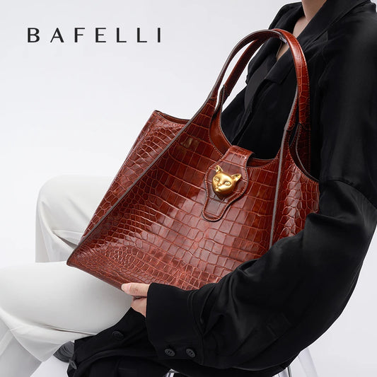 BAFELLI Luxury Crocodile Pattern Leather Women's Messenger Bag