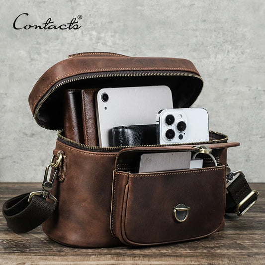 CONTACT'S Genuine Leather Men’s Shoulder Bag