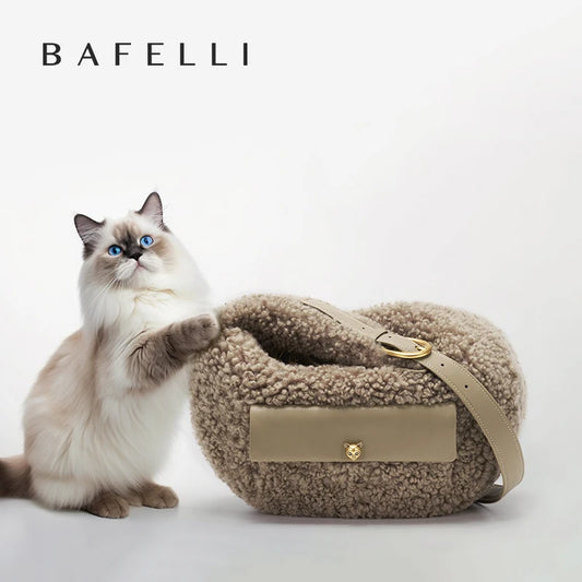 BAFELLI Minimalist Luxury Designer Wool Crescent Crossbody Bag for Women