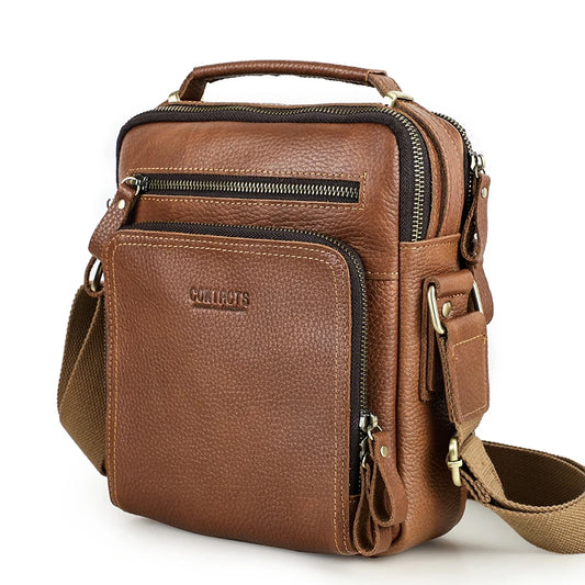 CONTACT'S Vintage Men’s Leather Shoulder Bag – Crazy Horse & Nubuck for iPad 9.7