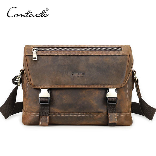 CONTACT'S Genuine Leather Sling Bag for Men – Vintage Crossbody for 12.9" iPad Pro