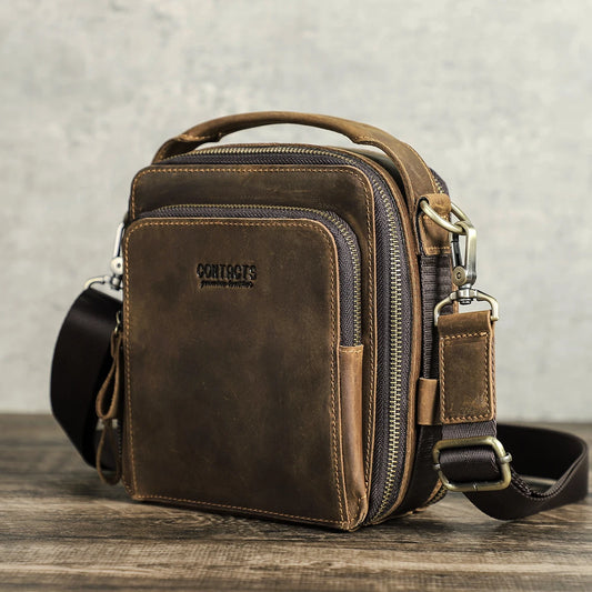 CONTACT'S  Men's Small Leather Shoulder Bag for 8.3" iPad Mini