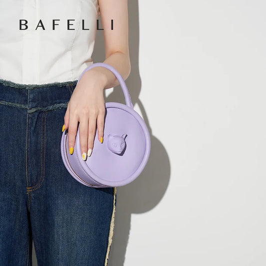 BAFELLI Luxury Bowling Style Women’s Handheld Leather Bag