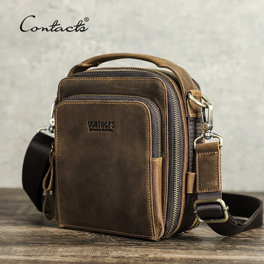 CONTACT'S  Men's Small Leather Shoulder Bag for 8.3" iPad Mini