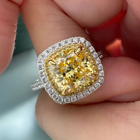 14K White Gold & Platinum Ring with 2.5 Carat Yellow Diamond