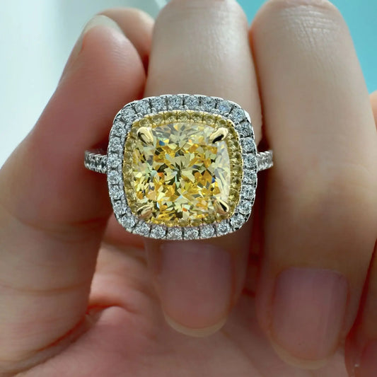 14K White Gold & Platinum Ring with 2.5 Carat Yellow Diamond