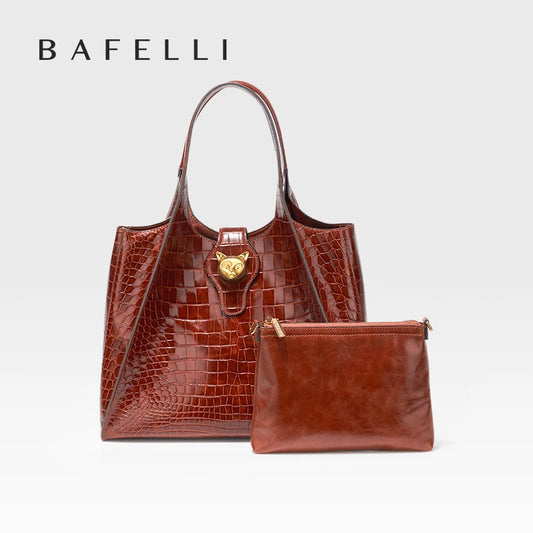 BAFELLI Luxury Crocodile Pattern Leather Women's Messenger Bag