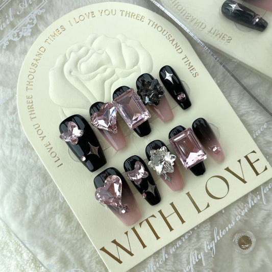 Press On Nails Handmade Nail tips - Millennium Hot Girl Nail Stickers Suit
